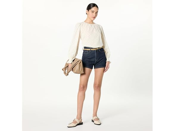 The Drop Women Ariel Eyelet Popover Blouse