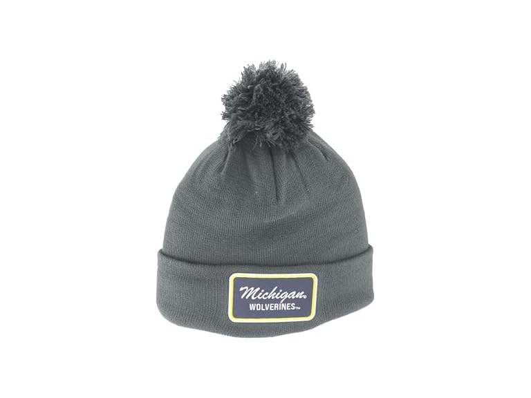 ZHATS Standard NCAA Officially Licensed Pom Beanie Patch Brick Charcoal, Grey, One Size
