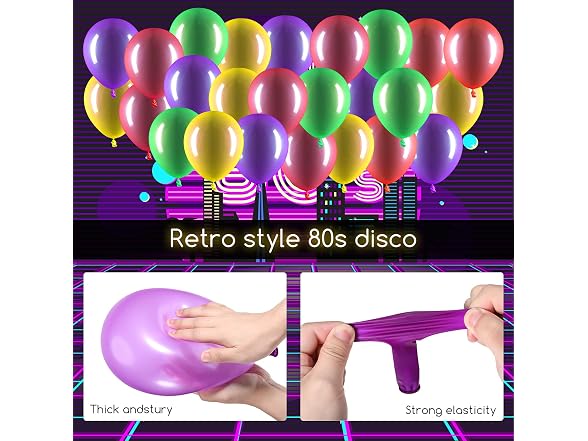 100 Pieces Neon Party Balloons Glow