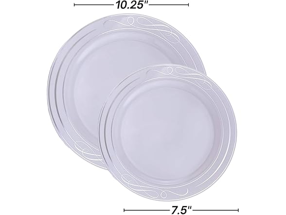 Bella Collection White with Silver Rim Plates Combo Set (Pack of 40)