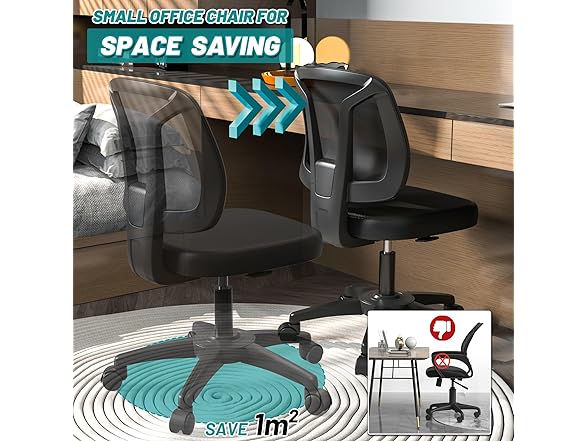 KIZECK Armless Swivel Ergonomic Chair