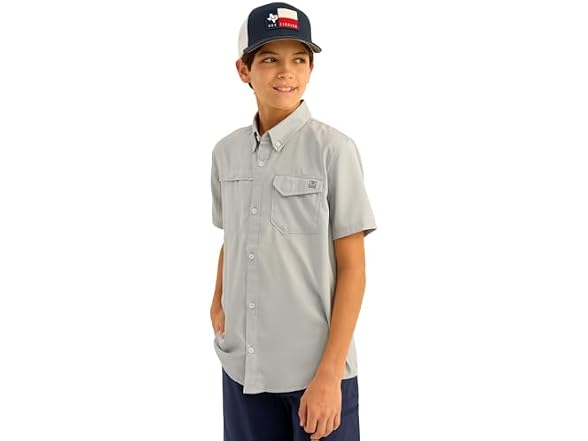 HUK Kids Tide Point Short Sleeve Shirt (XL)