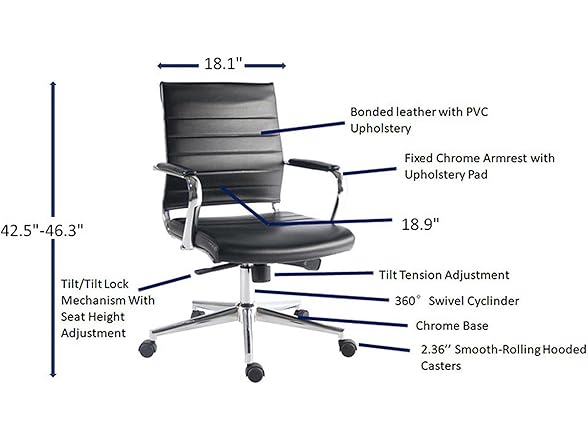 Lorell Tempo Modern Mid-Back Office Chair