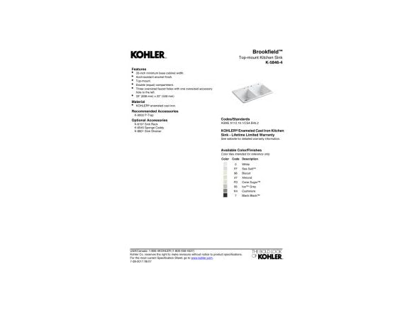 KOHLER K-5846-4-7 Brookfield Top-Mount Double-Equal Bowl Sink - Gallery 4