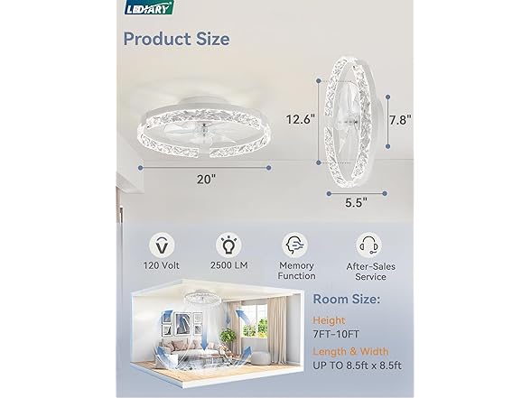 LEDIARY 20In Low Profile Ceiling Fan