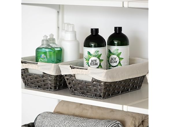 Sukkiri Homu Wicker Storage Basket with Handles, 2-Pack 