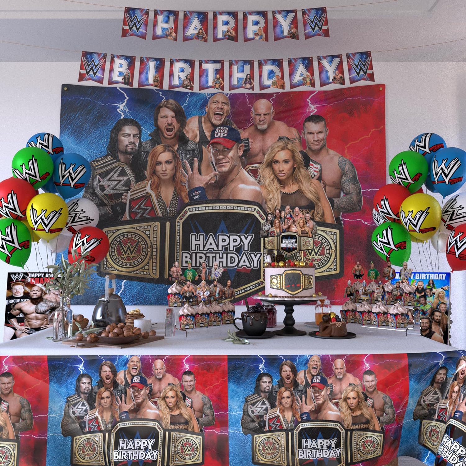 48Pc Wrestling Birthday Party Supplies - Gallery 3