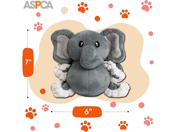 ASPCA 2 Pack Plush Dog Toy with Squeaker Elephant & Sloth