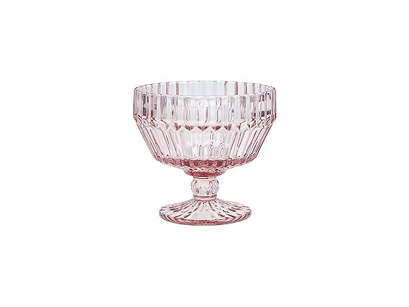 Fortessa Archie Glass Footed Dessert Bowl, 10 Ounce, Pink