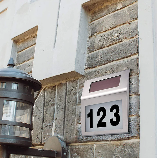 Solar LED Address Sign, Stainless Steel - Gallery 22