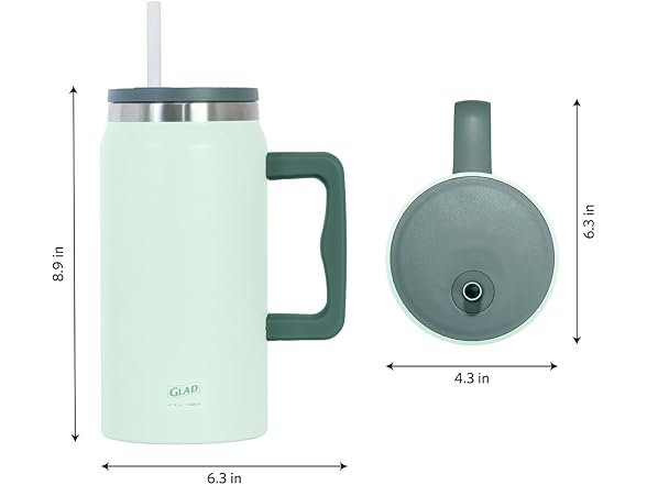 Glad Pioneer Stainless Steel Tumbler , 47oz, Green