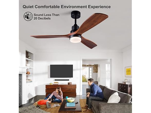 XBIBI 52" Wood Ceiling Fan w/ Light & Remote