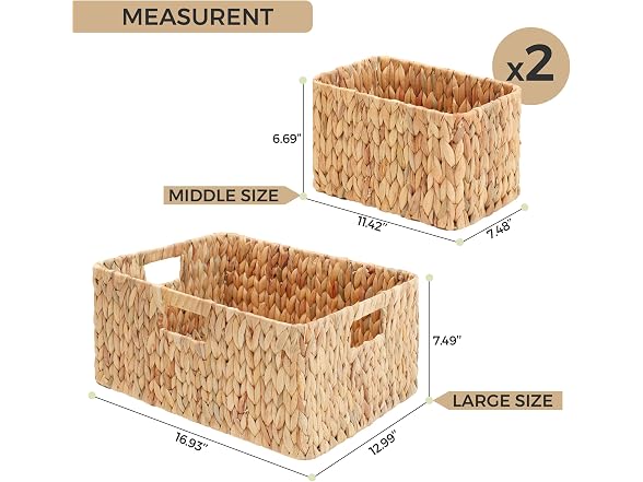 Suptinwear Handwoven Wicker Basket Set of 3