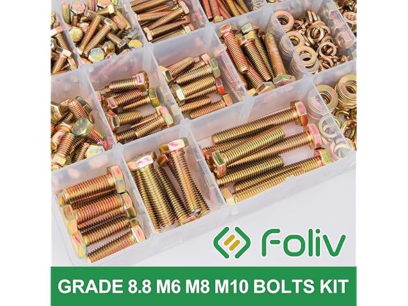 FOLIV 775PCS Grade 8.8 M6 M8 M10 Bolts and Nuts Assortment Kit
