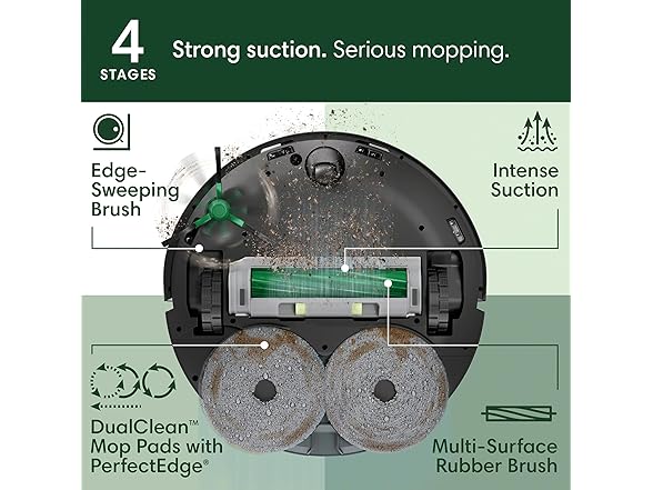 iRobot Roomba Plus 505 Combo Robot Vacuum & Mop with AutoWash Dock - Extending Spinning Mop Pads, Self-Empties, Pad Wash & Heated Drying, Self-cleaning, Recognizes & Avoids Obstacles, LiDAR Navigation (Open Box)