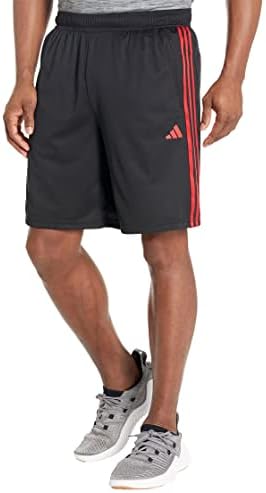 adidas mens Training Essentials Pique 3-stripes Training Shorts, Black/Better Scarlet, X-Small US