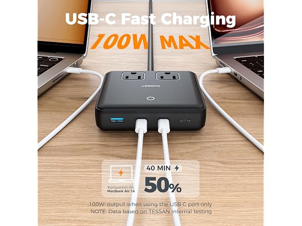 TESSAN Charging Station PD 100W (2 Outlets, 4 USB)