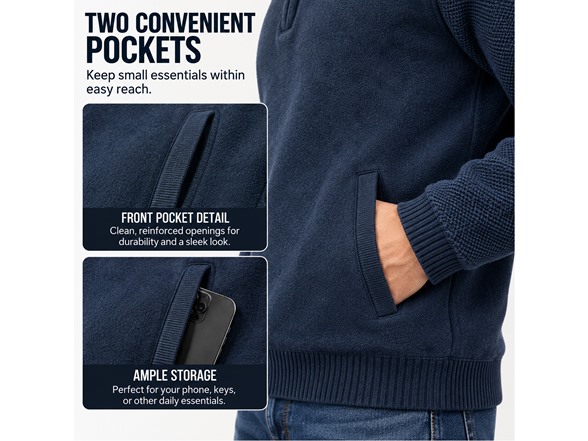 Mens Fleece Quarter Zip Knit Sweaters