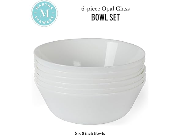 Martha Stewart Opalton 6-Piece  Soup and Cereal Bowls 