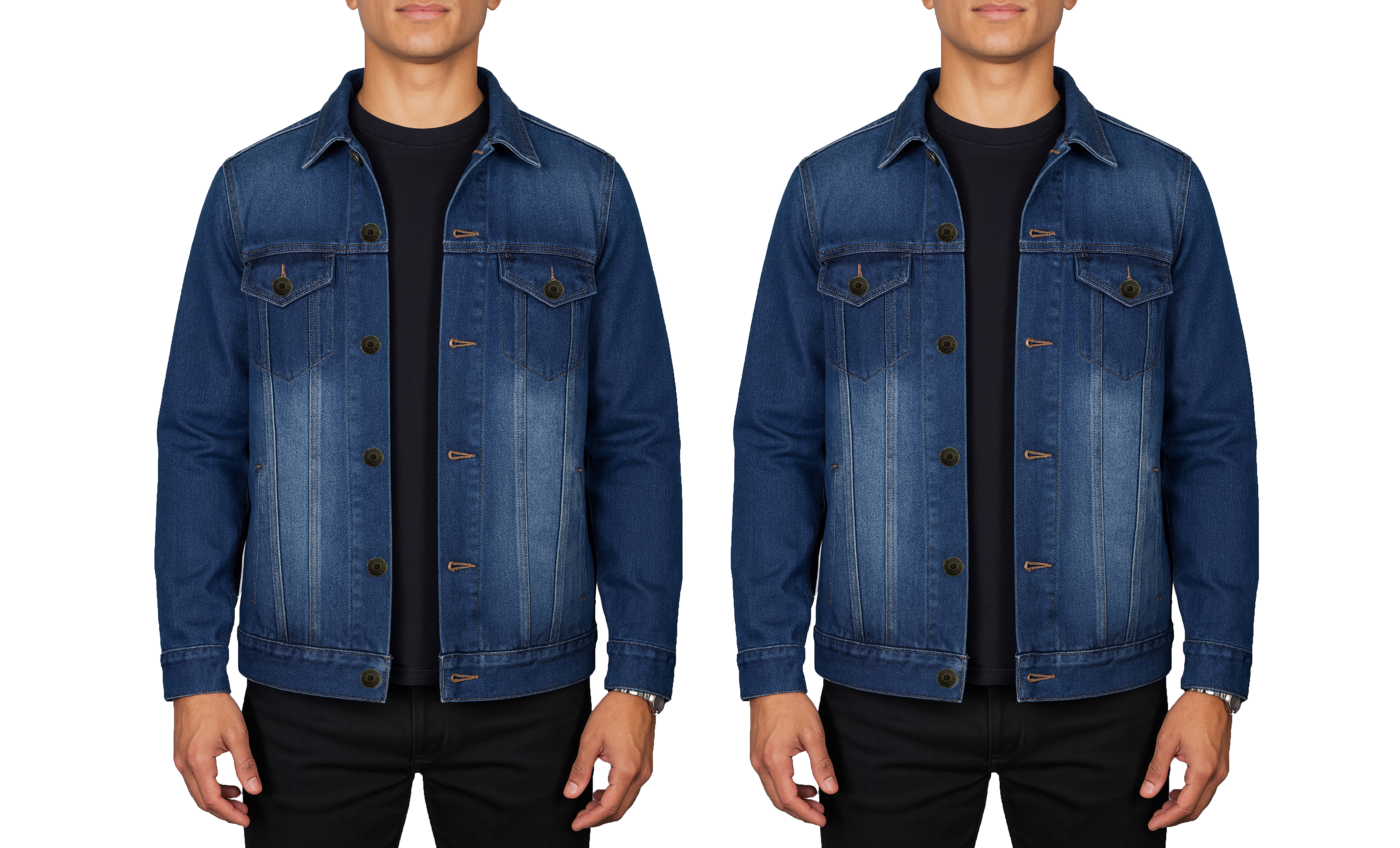 (1 or 2pk) Mens Classic Denim Jacket (S-2XL) - Gallery 30