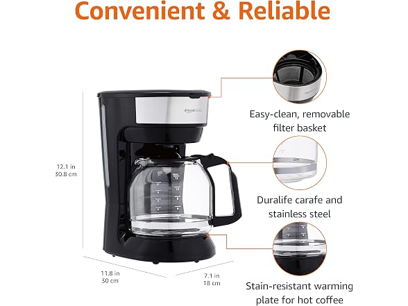 Amazon Basics Coffee Makers, 12-Cup Coffee Machine