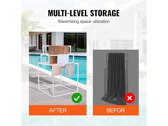 VEVOR Pool Towel Rack, 8 Bars