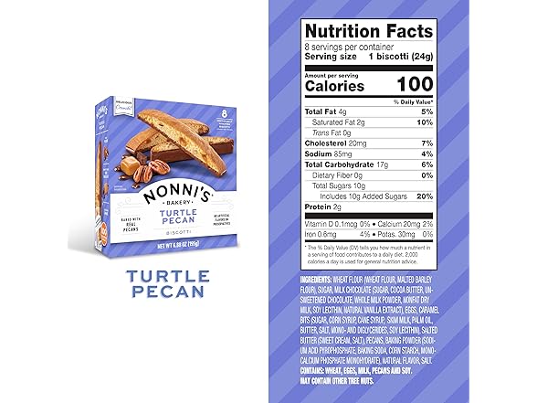 8CT Nonni's Turtle Pecan Biscotti