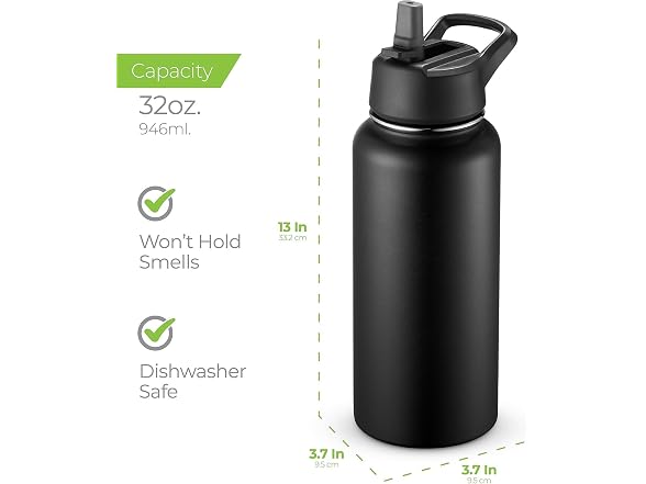 SipX™ 32 oz Insulated Water Bottle with 3 Lids