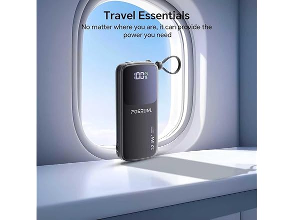 POERUNI 10000mAh Power Bank with Wall Plug