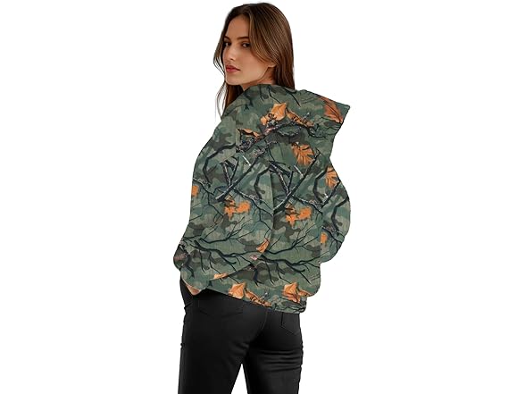 peassa Womens Camo Fleece Hoodie