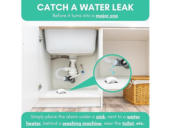 Water Leak Detector Alarm - 120dB 5 Pack
