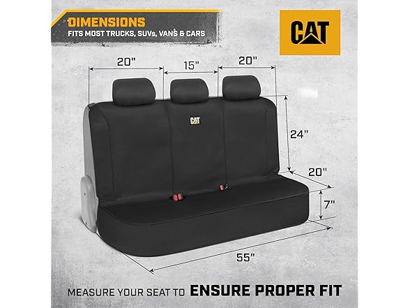 CAT Flexfit Black Rear Seat Cover 60/40