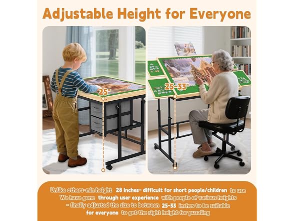 Jigsaw Puzzle Table with Drawers - Gallery 4