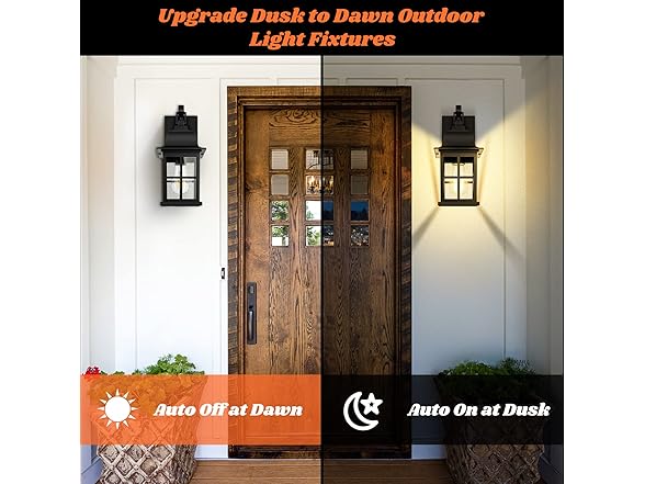 TOBUSA 2-Pack Dusk to Dawn Outdoor Wall Lights with Photocell