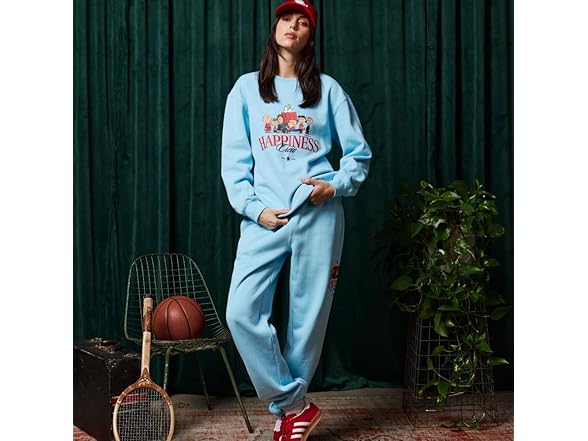 Samii Ryan Women Peanuts Happiness Crew Sweatpants