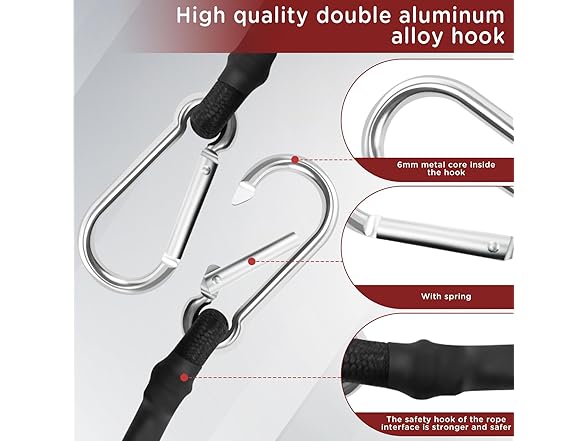 Bungee Cords Carabiner 12/18/24" 6pc