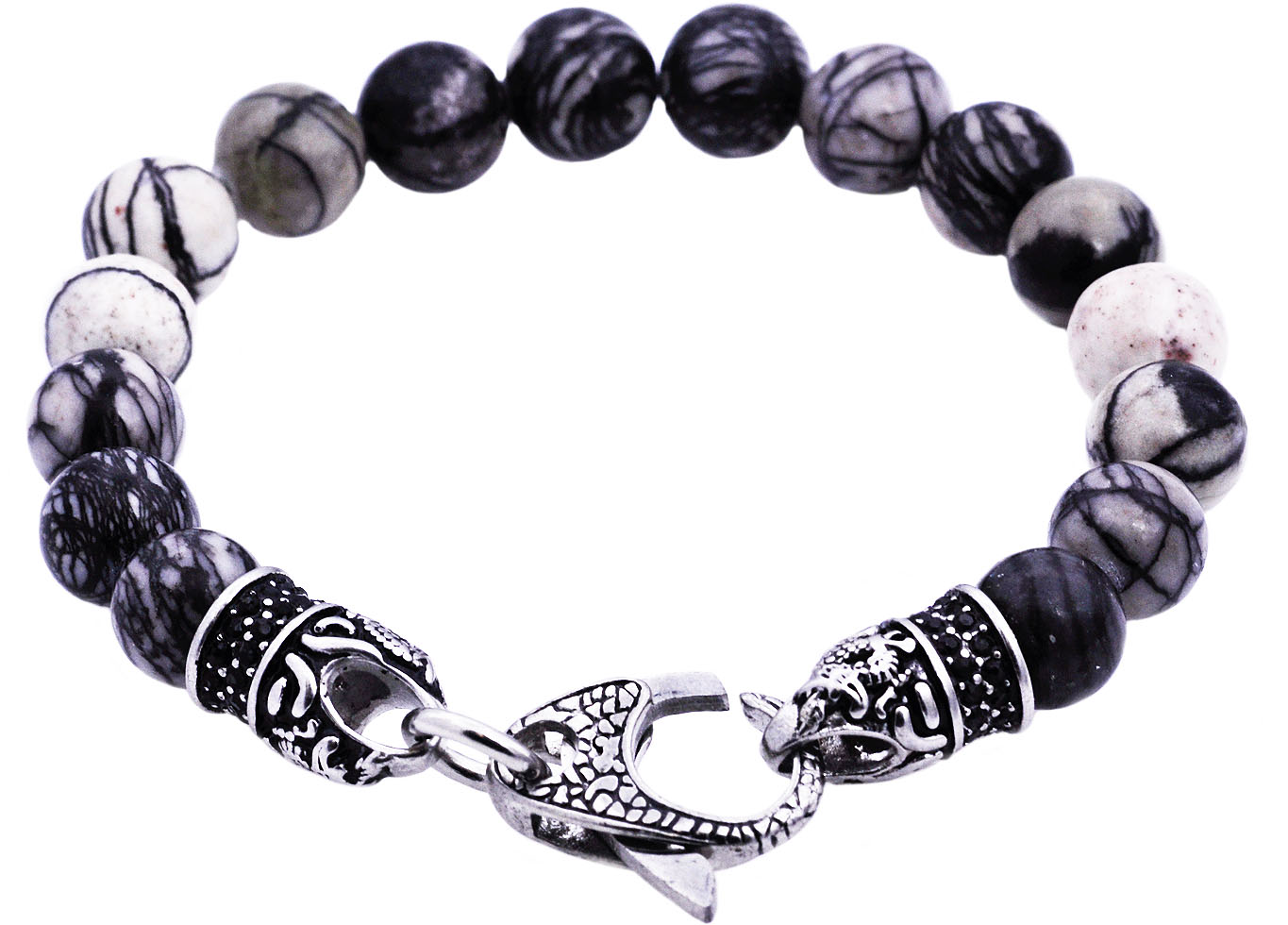 Genuine 10mm Stainless Steel Bead Bracelet - Gallery 16