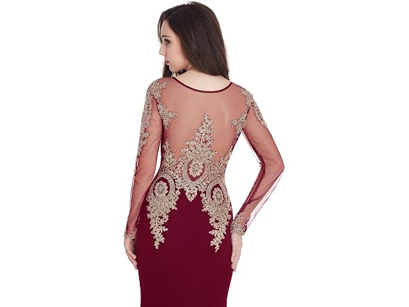 MisShow Women (10) Long Sleeves Lace Mermaid Dress