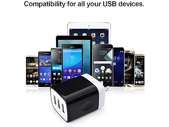 Sicodo 2pk USB Wall Charger, 3-Port