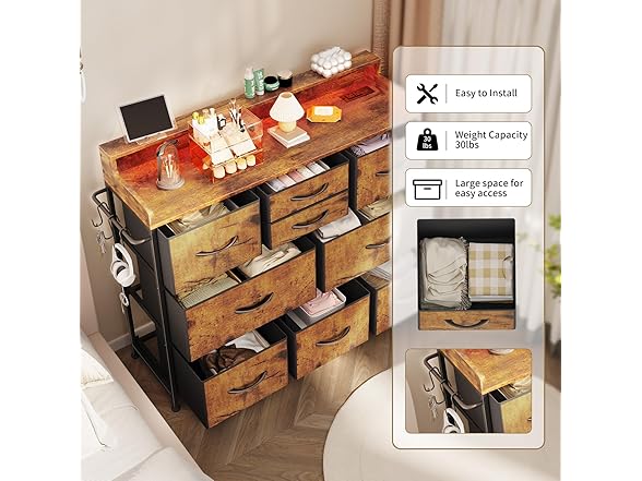 Leadpro Dresser with Charging Station and LED