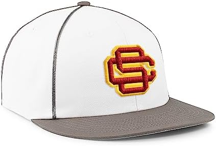 Pacific Headwear Standard NCAA Collegiate Team Flatbill Cap-Stylish, Comfortable, Officially Licensed College Sports Hat, White/Graphite