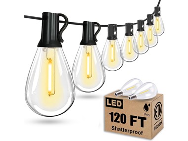 $18.99, Was $29.99, 36% Off! 120FT Outdoor String Lights, Edison Bulbs dealfomo