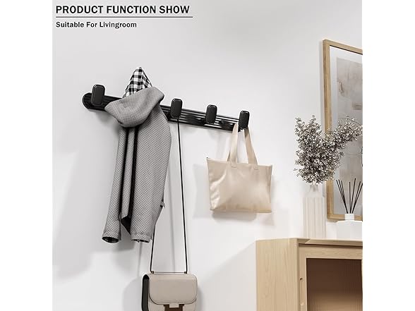 Coat Rack Wall Mount 5 Hooks Black