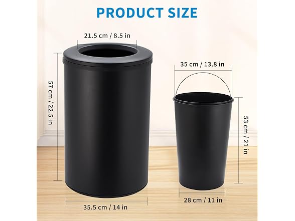 OUTLANE 10.6 Gal/40L Round Kitchen Trash Can Black