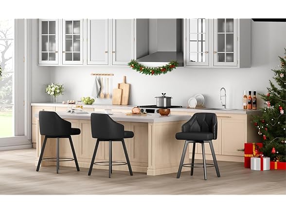 Tatub 26" Swivel Leather Bar Stools Set