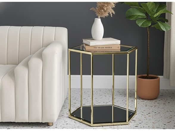 Sei Gold Glass & Steel End/Side Table