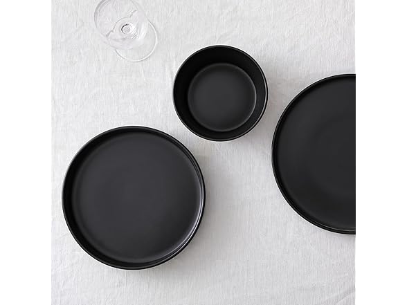 Stone Lain Celina Stoneware 12-Piece Dinnerware Set, Black