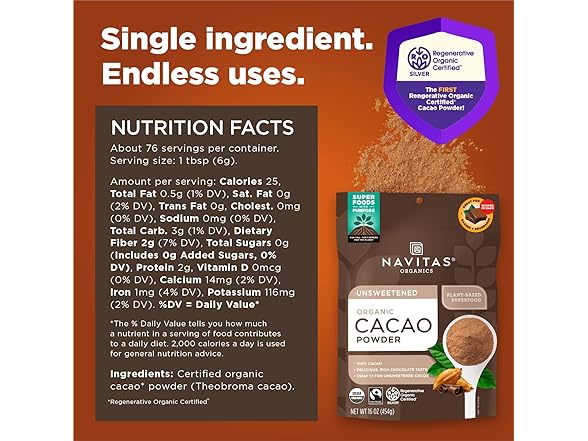 Navitas Organics Cacao Powder 16 oz