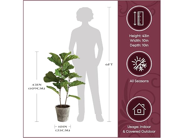 National Tree Company 43 Inch Artificial Fiddle Leaf Fig Tree in Clay Pot