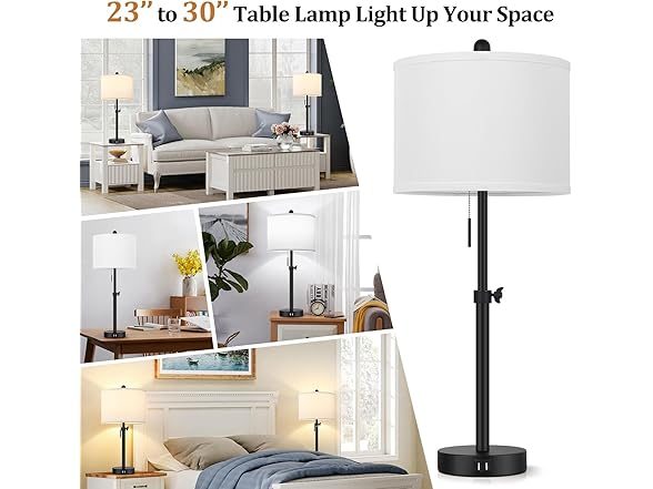 Kondras Adjustable Black Table Lamp Set